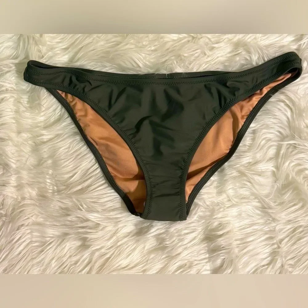 NWT J. Crew High-Rise Cheeky Bikini Bottom in Safari Size L